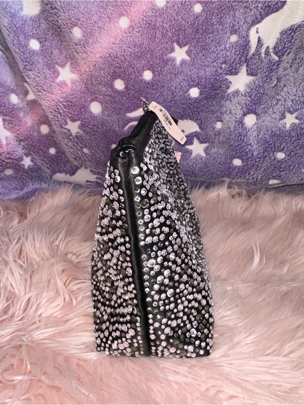 Victoria's Secret Black Crystal-Studded Makeup Pouch - Picture 12 of 14